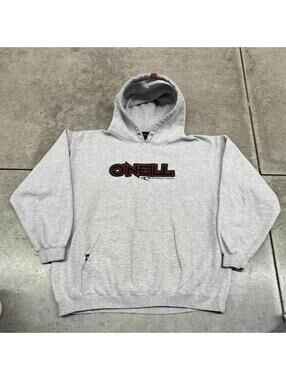 vintage o neill surfing grey spell out heavyweight hoodie size xl